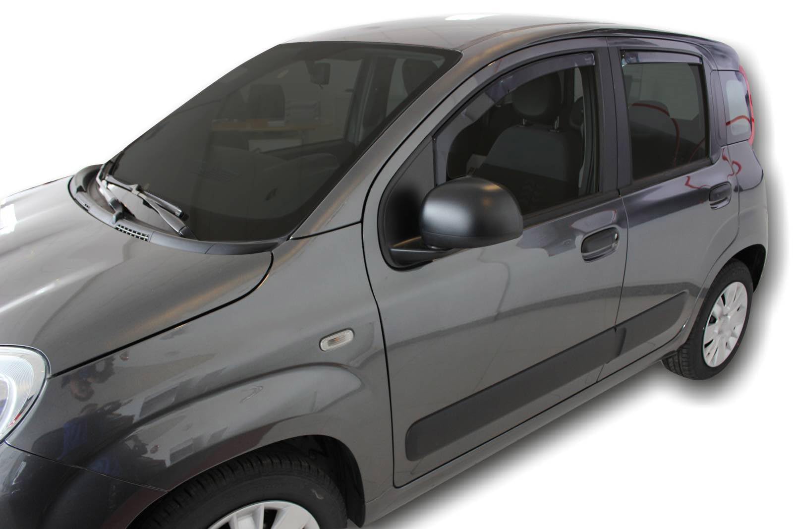 J&J AUTOMOTIVE Deflettori d'Aria per Fiat Panda 2012-2024, Set da 4 Pezzi, Nero Fumé Oscurato Heko