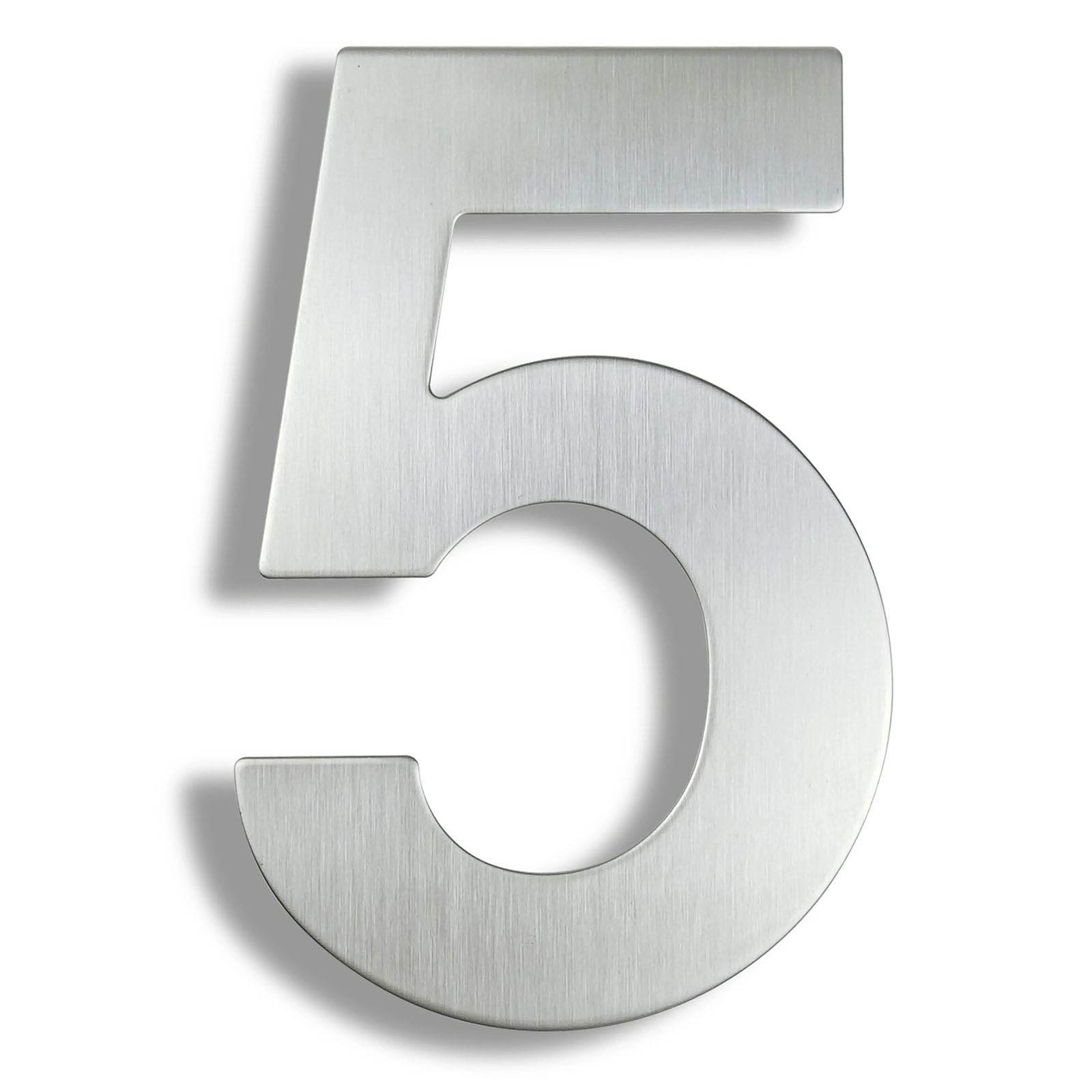 6/8/12 Inch Floating House Numbers Modern Metal Stainless Steel Door Number Silver/Black Mailbox Address Sign with Screws, for Wall Decor Apartment Garden Yard Hotel Cafe Office Street(Silver 5,8In)