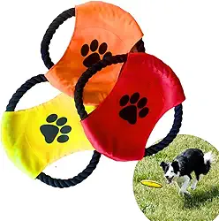 Brinquedo frisbe de corda para cachorros cabo de guerra lançador mordedor pet (Vermelho)
