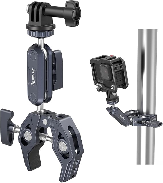 SMALLRIG Super Clamp Ballhead Magic Arm Camera Clamp, Zacisk Monitora w Kształcie Kraba z Otworami Gwintowanymi 1/4"-20, 3/8"-16 Kamery dla Gopro/DSLR/Stabilizatora - 3757