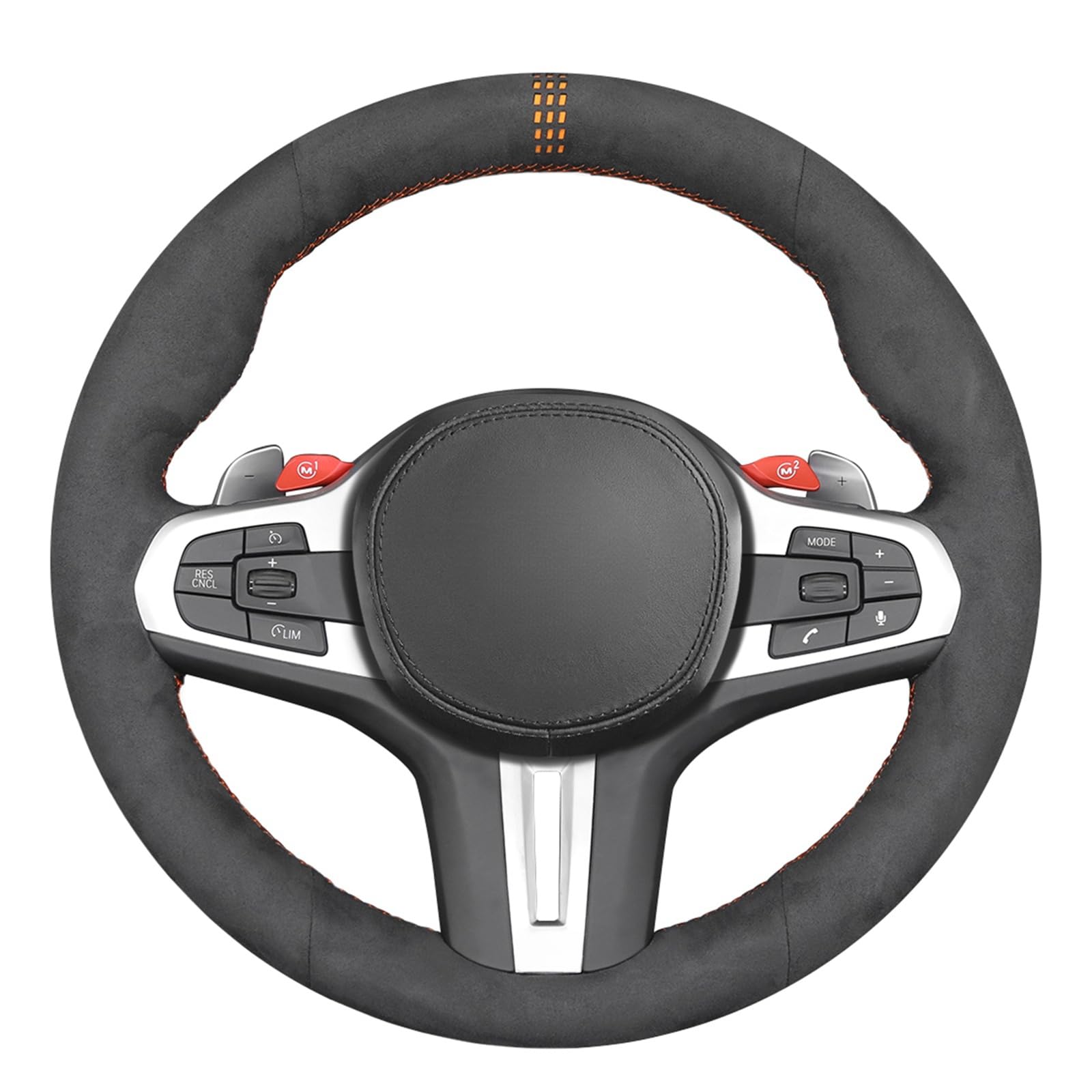 MEWANT Athsuede Hand Stitched Car Steering Wheel Cover for BMW M5 F90 2018-2021 / M8 F91 F92 F93 2020-2021 / X3 M F97 2020-2021 / X4 M F98 2020-2021 /