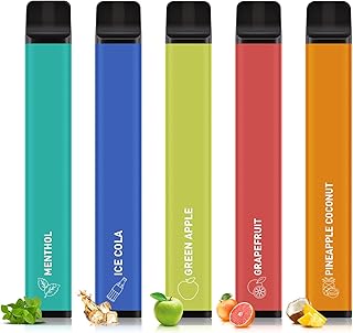 電子タバコ 使い捨て 7500回吸引可能 5風味セット② 爆煙 大容量 持ち運び 水蒸気タバコ VAPE ベイプ ニコチンなし タールなし 禁煙補助に最適 NICOCO