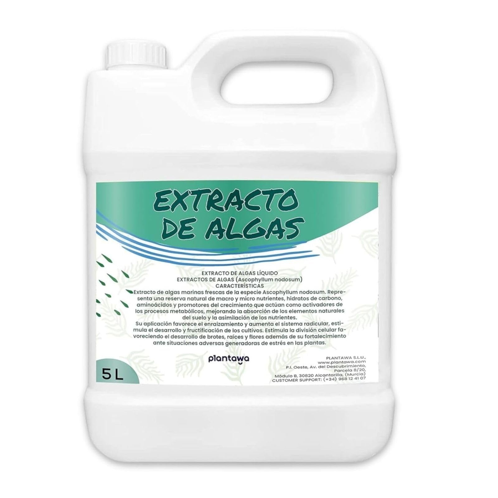 Plantawa Extracto de Algas Marinas Líquido 5 Litros | 100% Natural, Potenciador, Enraizante y Micorrizas.