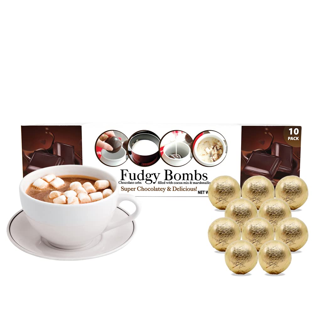Doohickey Fudgy Hot Chocolate Bombs Filled With Cocoa Mix and Marshmallows, Easy to Make, Super Chocolatey and Delicious Taste (10 Pack)