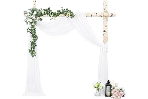 4 Pack White Cheesecloth Sheer Wedding Arch Drapes Curtain