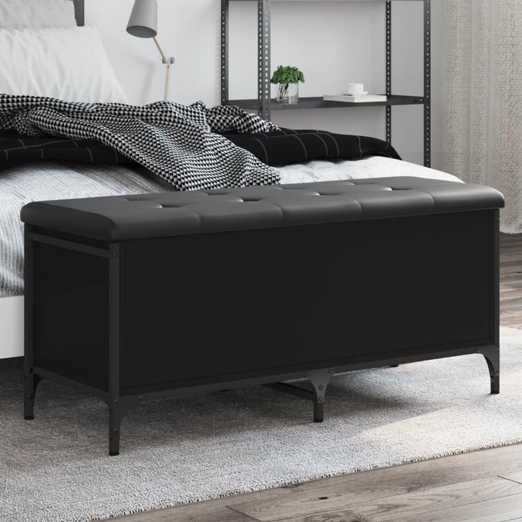 ZEYUAN Banco con almacenaje Madera de ingeniería Negro 102x42x45 cm, Baul Almacenaje Dormitorio, Mueble Almacenaje, Mueble Habitacion, Reposapies Sofa - 835147