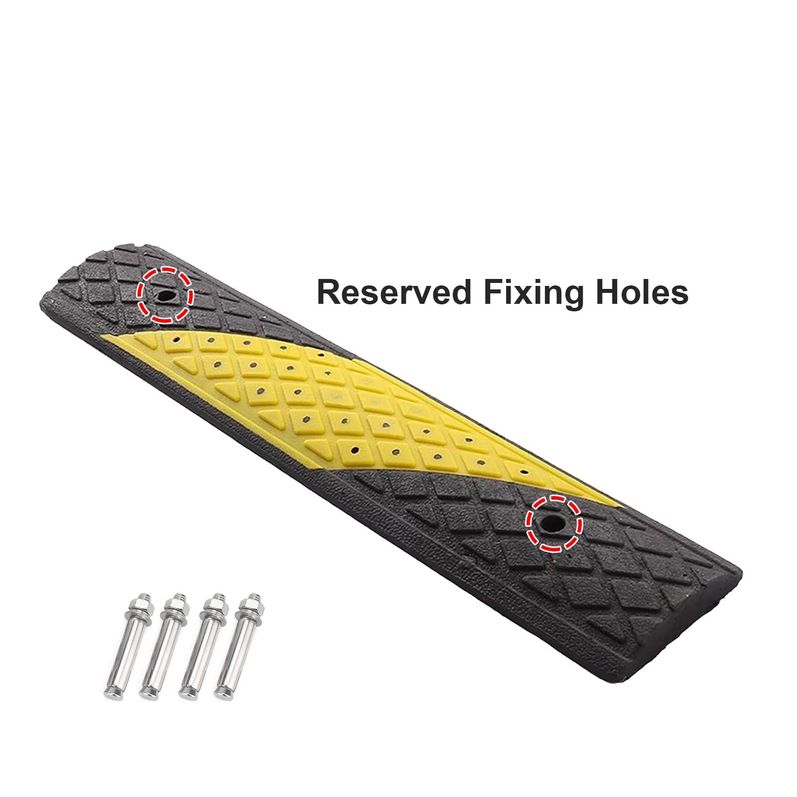 2 50cm Reductor de Velocidad Vial de Goma, Badenes para Garaje, Altura 2 Cm, para Bicicletas, Motocicletas y Vehículos Pequeños, Desaceleración Efectiva