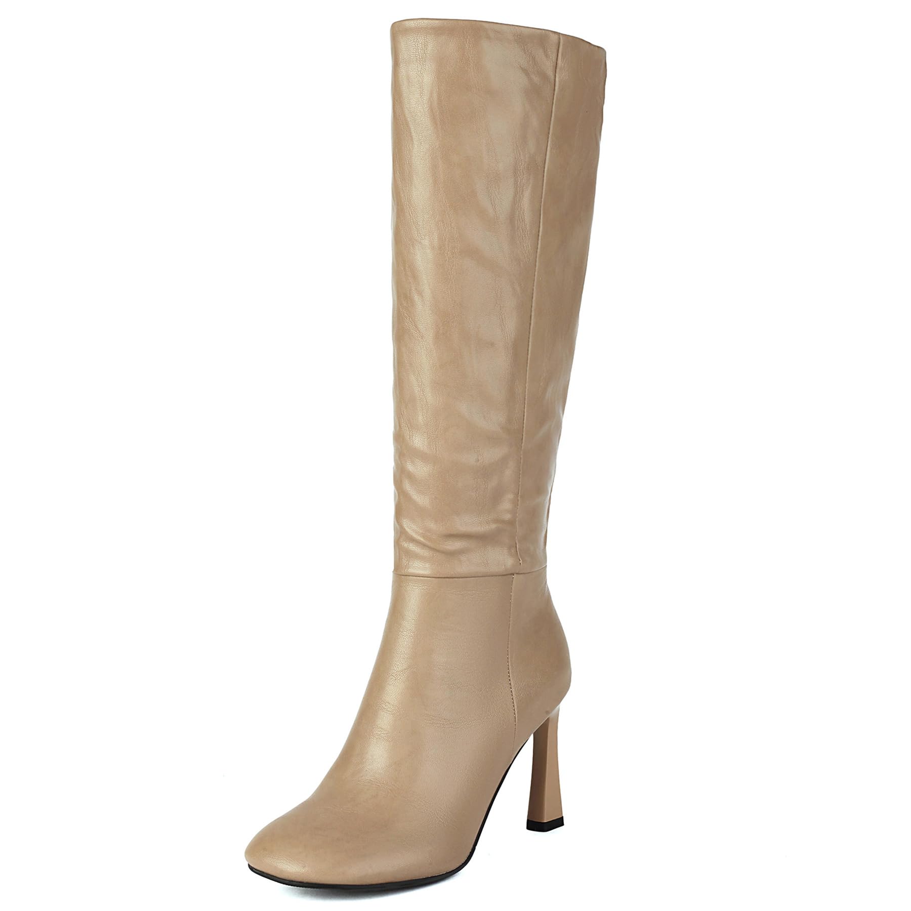Gicoiz Elegant Round Toe Stiletto Heel Stretch Boots Ladies