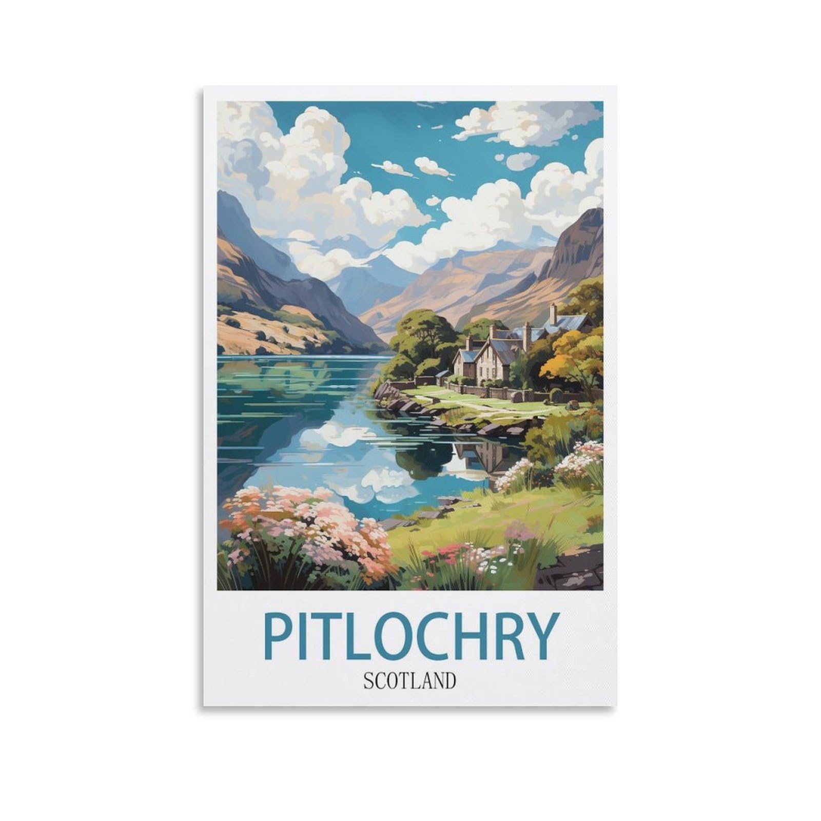 EZMLFA 5D Diamond Art Kits for Beginner,Pitlochry Scotland,Diamond Art House DIY Diamond Art Kits for Home Wall Decor 40x40cm