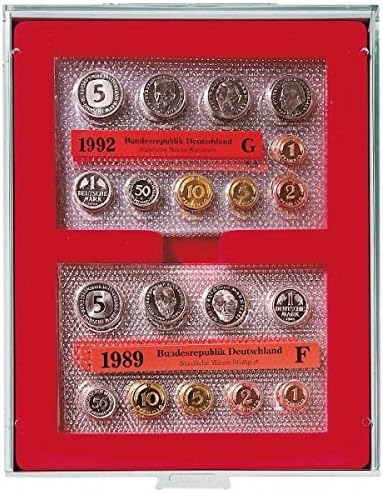Lindner 2408 Collection Boxes for Mint Sets of German Coins-Gray/red Insert