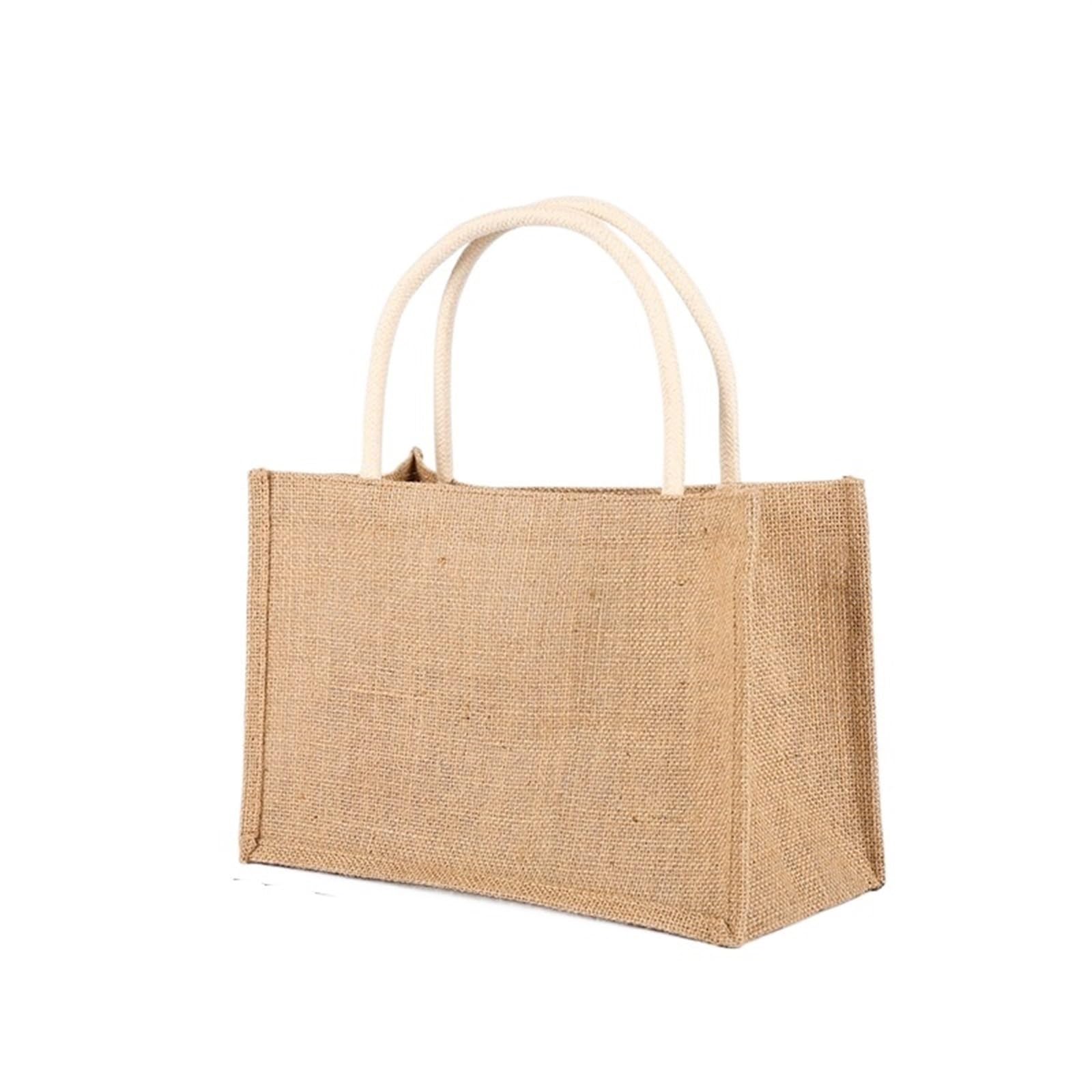 Borsa Shopping In Lino Naturale - 33x30x17 Cm - Tracolla Riutilizzabile Per Donna E Ragazza - Regalo Ecologico - 3