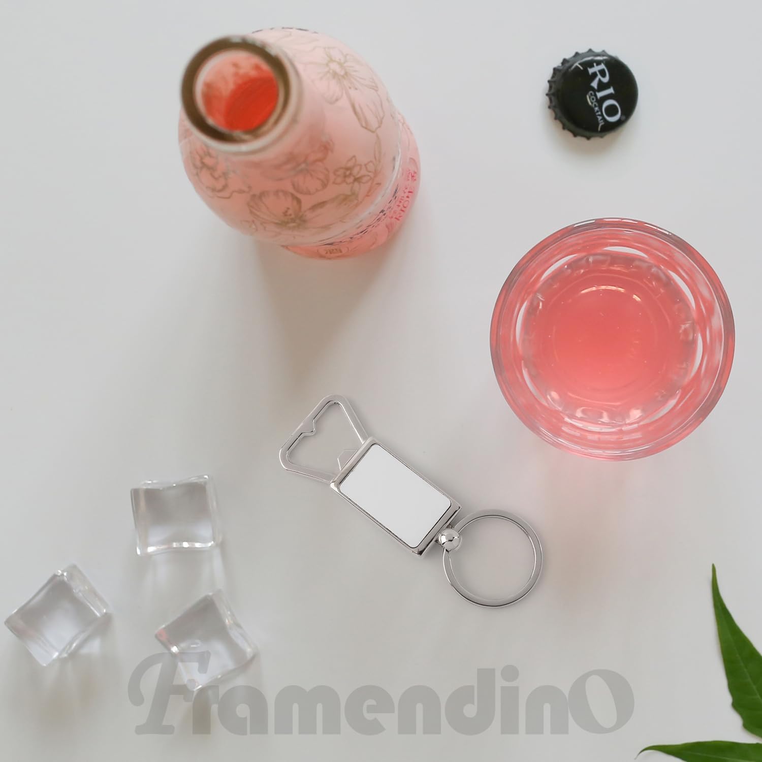 Framendino, 10 Pack Sublimation Blanks Keychains Metal Bottle Opener Transfer Key Rings