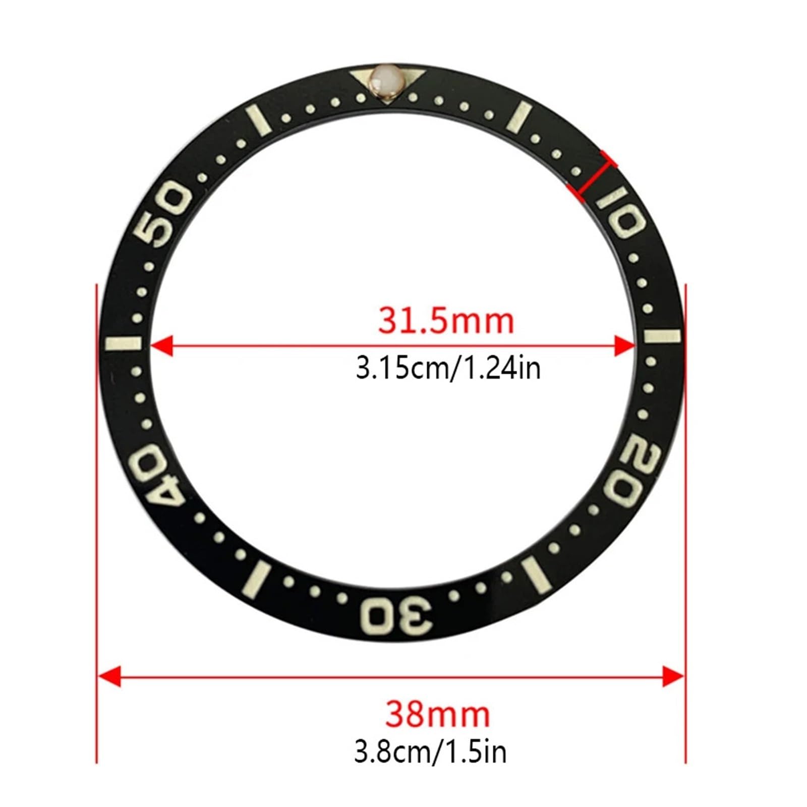 Haogui 38mm x 31,5mm Flache leuchtende Keramik-Uhrenlünette Ersatz | Haogui For SKX007 SKX009 SKX011 Serie Bewegungsringteile
