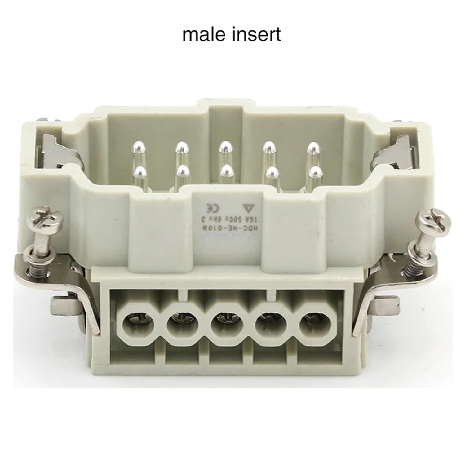 HDC-HE-010-Ⅵ Rectangular Heavy Duty Connector 10 Core Butt Industrial Waterproof Socket 500V 16A