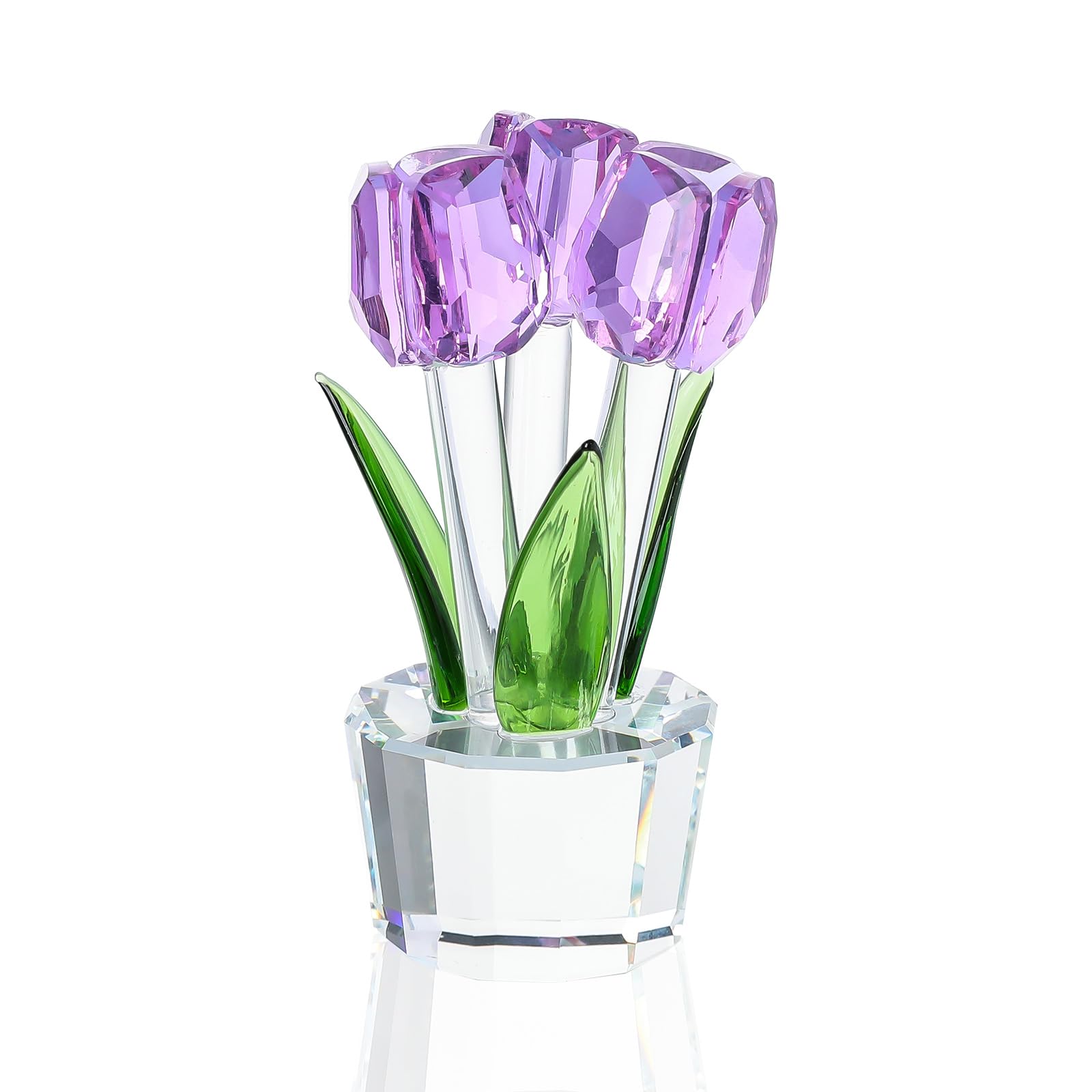 Bouquet de tulipes en cristal violet cadeau d'anniversaire et fête des mères
