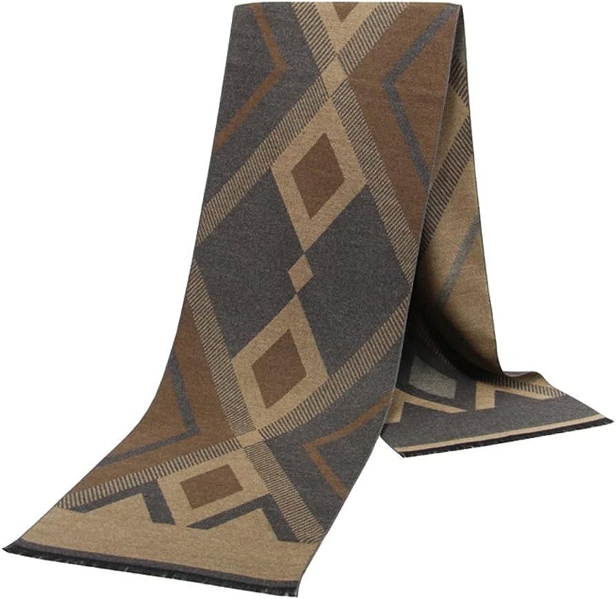 Classic Autumn & Winter Warm Plaid Man Scarf Cashmere Soft Striped Long Scarf(C)