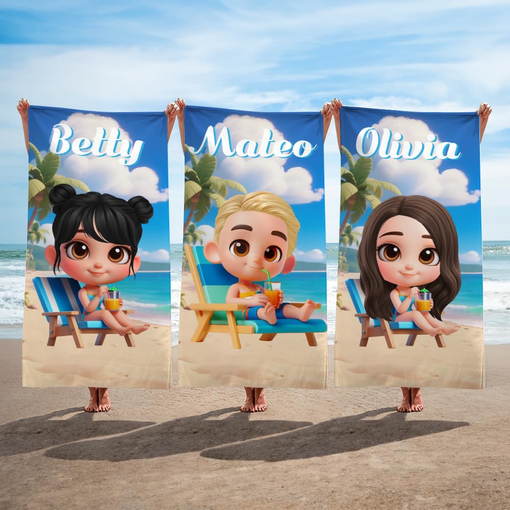 CALLIE Personalized Beach Towel Custom Name Quick Dry Pool Towel Birthday Summer Vacation Gift Beach Chair