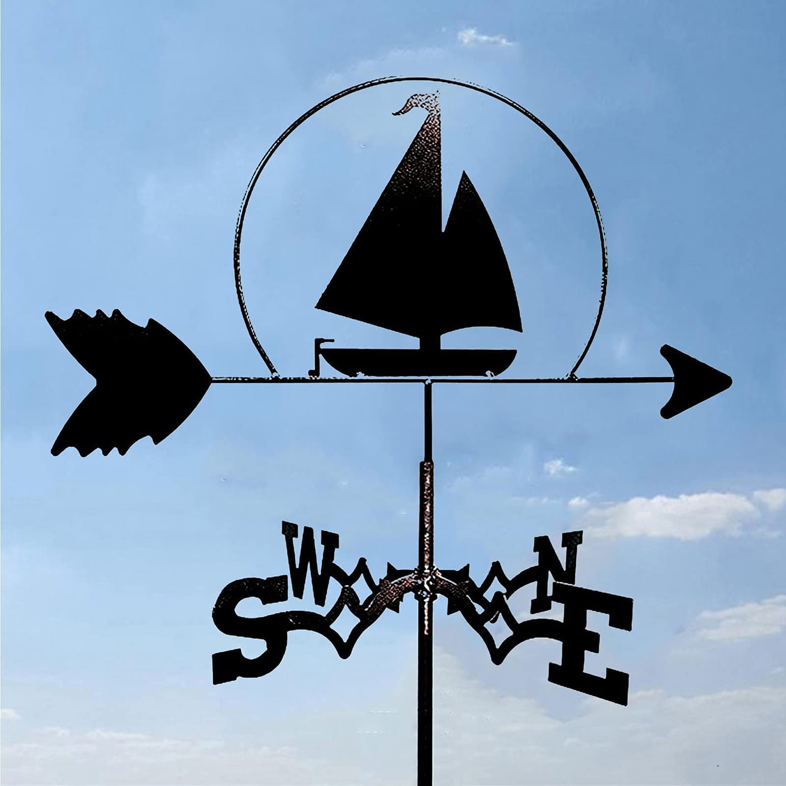 WIQUYBML Sailboat Weathervane Iron Retro Farm Scene Garden Stake Weather Vane Wind Weathercock Ornament Direction Indicator Professional Measuring Tools