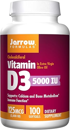 Fórmulas vitamina D3 Jarrow, 5000IU, 100 geles suaves, D5000, 2, 2