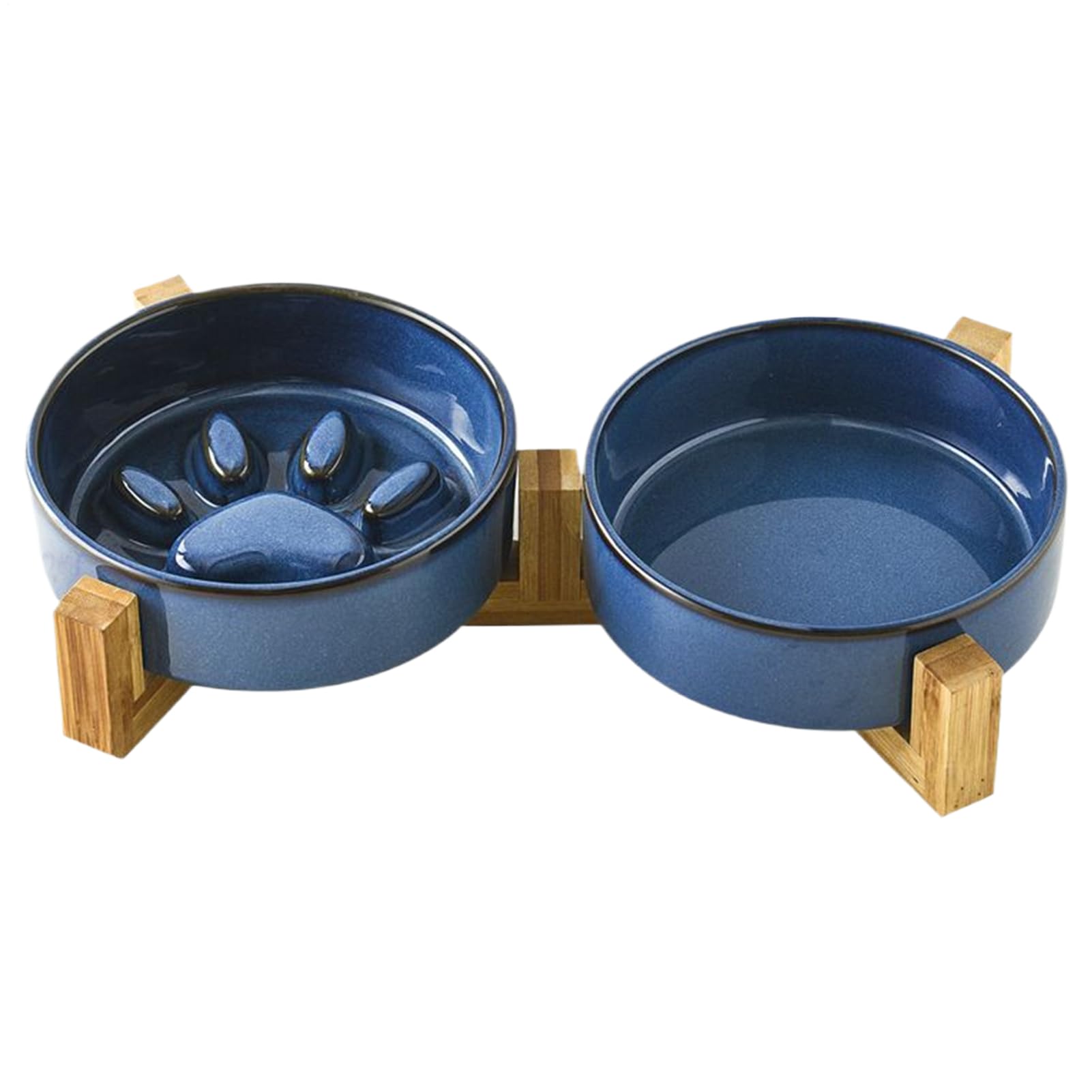 Cuencos Alimentación Lenta para Perros Y Bebedero Mediano Elevado | Set Cuencos Cerámica Huella Linda Perros Estación Alimentación Mascotas Accesorios Plato Camping Coche Hogar Exterior Patio