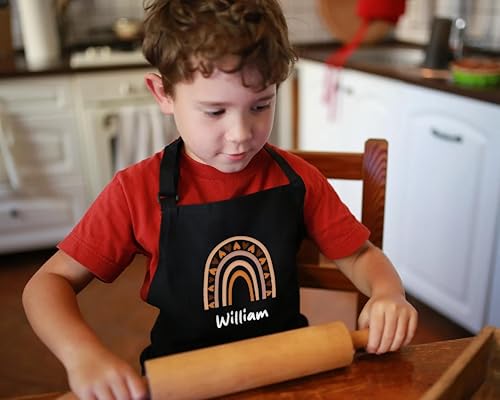 Miniatura 7 de Delantal con nombre personalizado para niños con sombrero de chef, delantal impermeable para cocinar, hornear, arte, pintura, regalo de cumpleaños