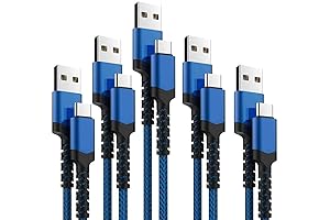 5 Pack Type C Cable Nylon Braided 6ft Charger Cable