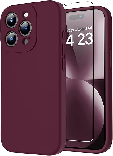 bicol Funda compatible con iPhone 15 Pro Max con protector de pantalla, protección mejorada de lente de cámara, funda protectora de silicona líquida disponible en Yaxa Peru