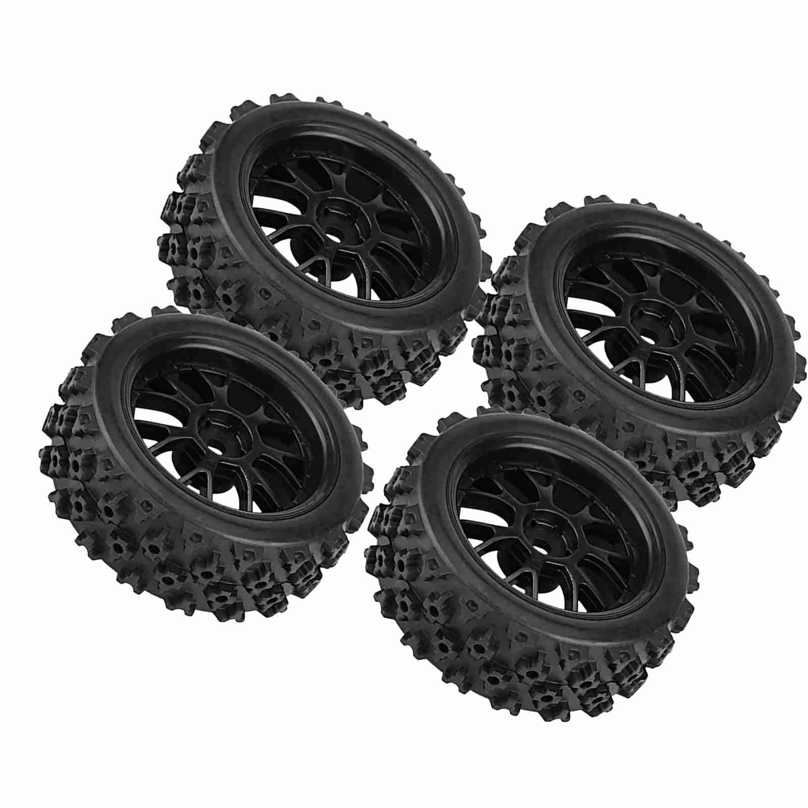 Hex 12Mm Koła i Opony Rc Opony Samochodowe Gumowe 4 szt. Zestaw Wyścigi Terenowe Opony do Pojazdów Gumowa Opona Obręcz Koła do Rc 1:10 Część Samochodowa (czarna) (czarny kontur)