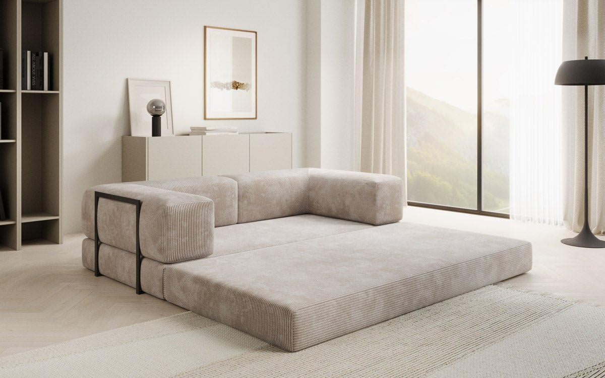 Luxusbetten24 Lazy Designer Sofa 3-Seater in Cord Beige