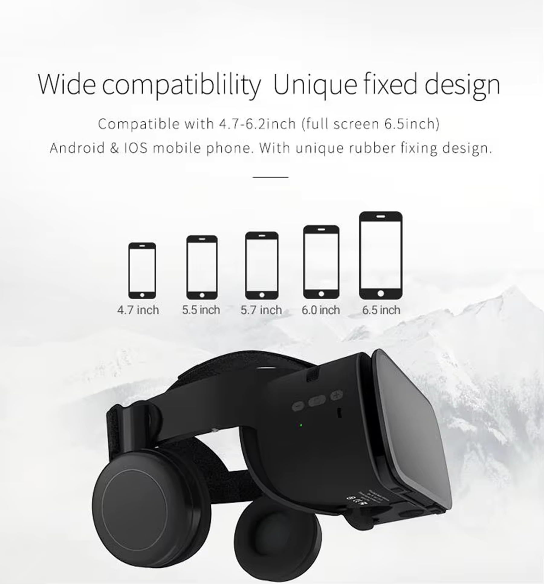 3D-Virtual-Reality-Headset für Erwachsene und Kinder, 3D-VR-Spiele, Filme, kabellose VR-Brille für iPhone und Android-Handys, faltbare VR-Brille mit Bluetooth-Headset, Schwarz