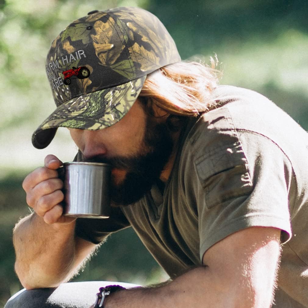 Custom Camo Baseball Cap Farm Hair Don't Care Hunting Dad Hats for Men & Women