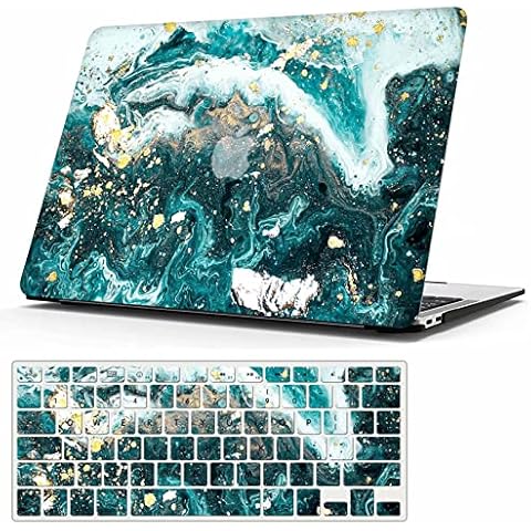MonsDirect Case Compatible with 2020 MacBook Air 13 Inch with Touch ID A2337 M1 A2179, Hard Plastic Case Protective Cover with Keyboard Cover for 2020 Air 13.3" Retina with Touch ID, Green Marble Cover