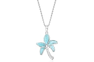Larimar Palm Tree Pendant Necklace: Embrace Coastal Charm
