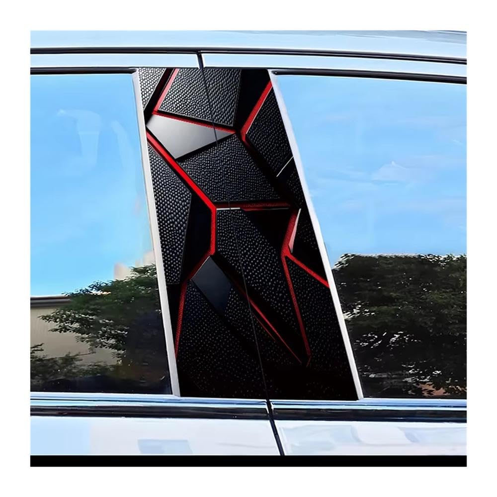 Bertdcx One Color 2 Pieces Of Car B-Pillar Stickers Geometric Mosaic Polyethylene Protective Film Auto Parts