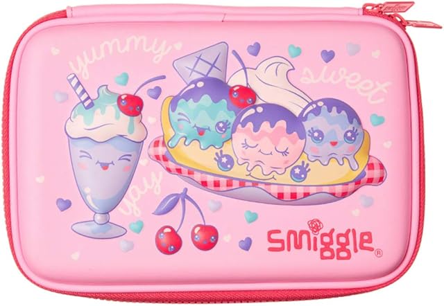 Smiggle Pencil Case Hardtop Single Compartment - Beyond (Cherry Pink Ice-Cream Sundae)