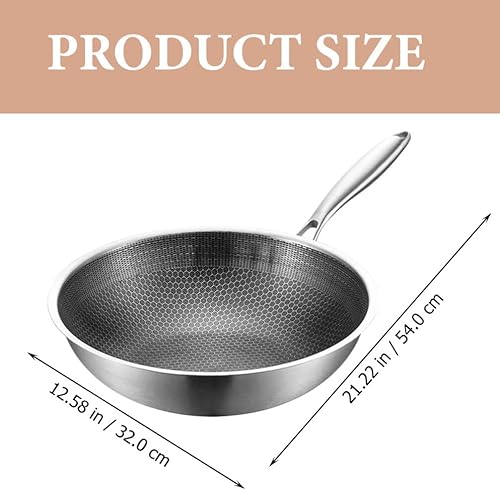 Miniatura 3 de DOITOOL Wok Pan para cocinar, sartén antiadherente para cocinar, wok de fondo plano para estufas eléctricas, de inducción y gas (plateado)