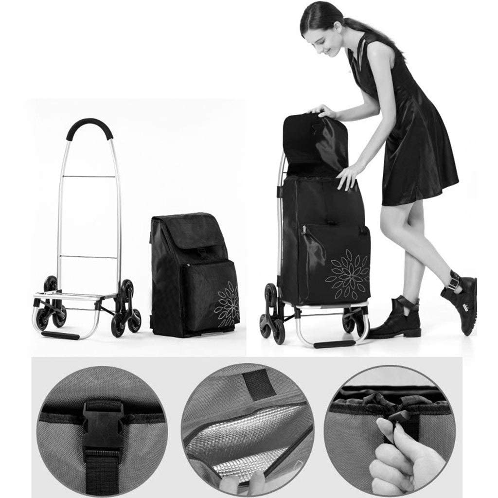 Carrelli Elevatori Carrello Nero Casa Carrello Spesa Pieghevole Carrello Spesa Portatile Bagagli da Viaggio Piccolo Carrello Anziani Trolley Car 60L