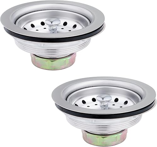Artiwell Paquete de 2 coladores y tapones para fregadero de cocina, conjunto de drenaje de cocina de 3-12 pulgadas con colador y tapón de fregadero,