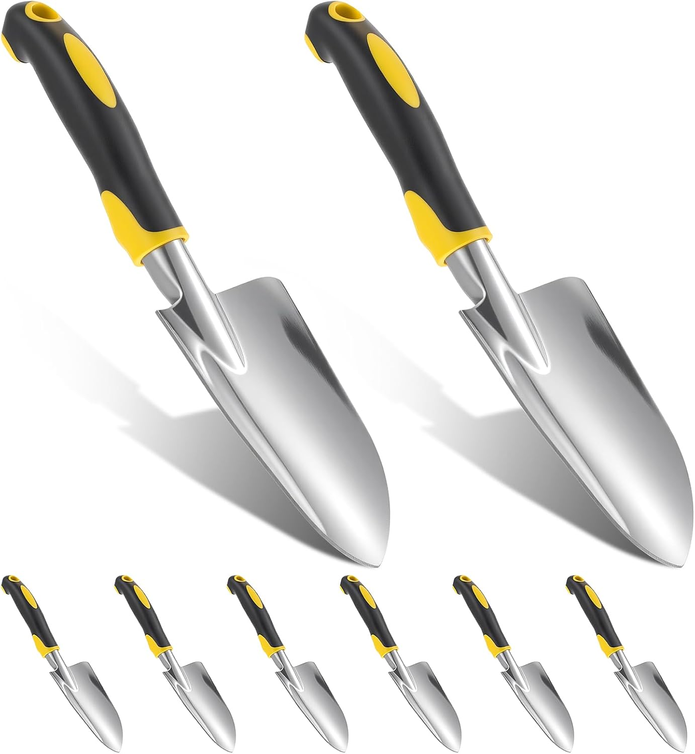 mekueeex 8-Pack Heavy Duty Aluminum Alloy Garden Trowels - Rust-Resistant Small Shovels with Soft TPR Handles for Planting Digging Weeding