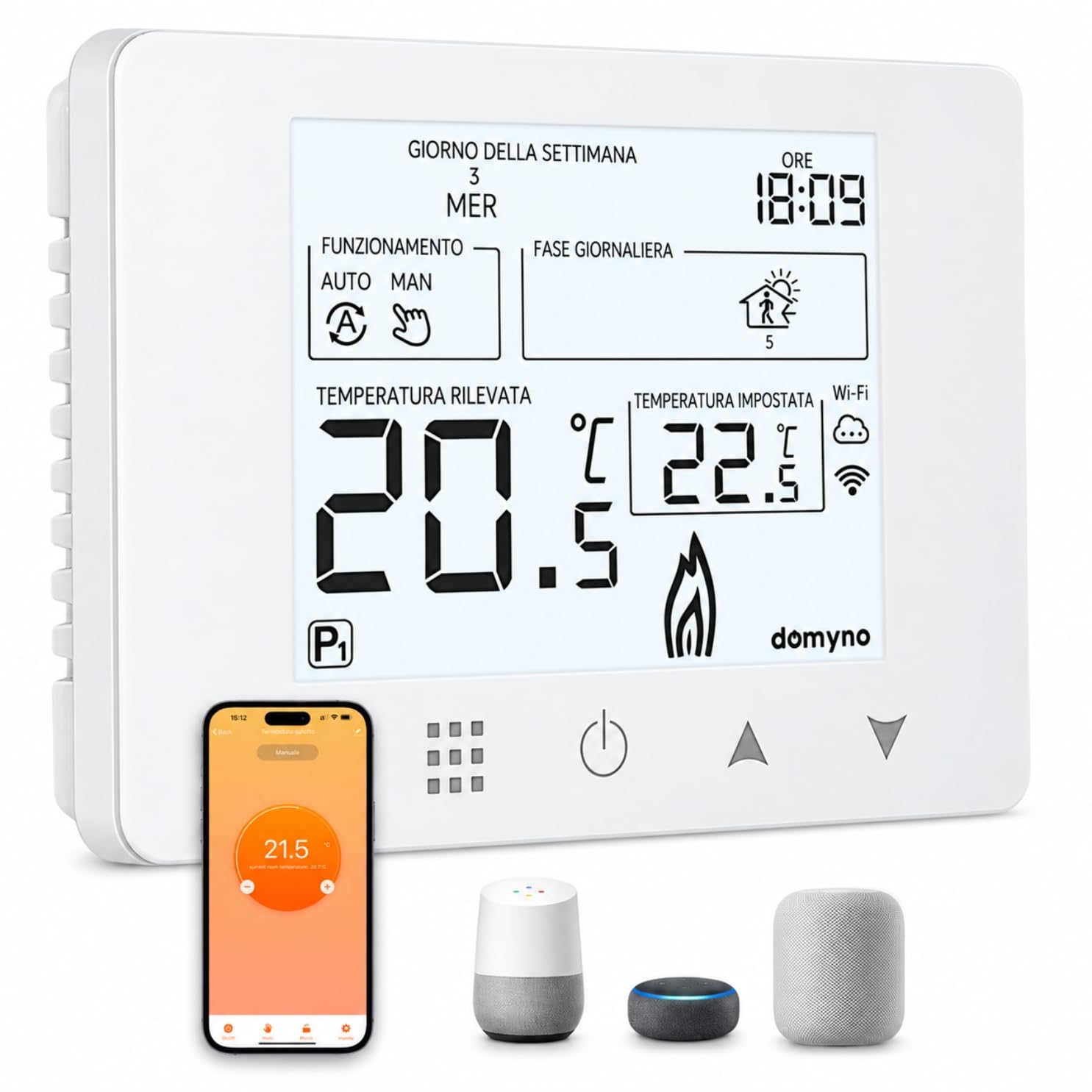 CRONOTERMOSTATO WIFI PROGRAMMABILE SMARTPHONE APP ALEXA TERMOSTATO CALDAIA DA PARETE O BOX 503 A…