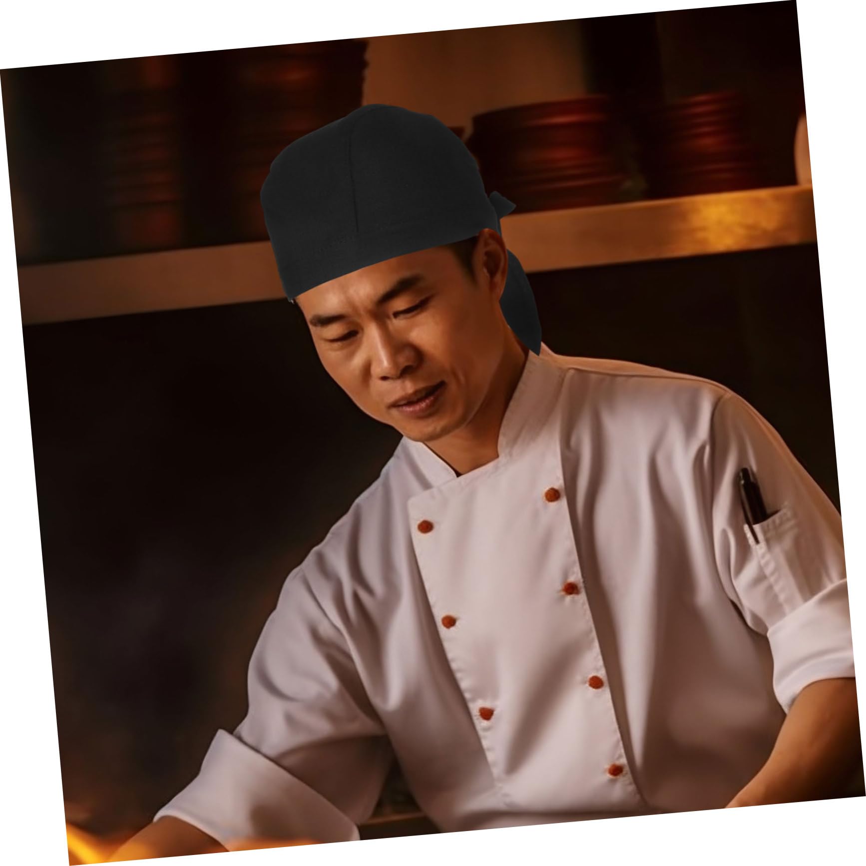 Garneck Gorros De Chef De Algodón Unisex, Gorros De Cocina Resistentes, Color Negro, 6 Piezas, para Restaurante, Panadería y Barbacoas, Diseño Clásico y Ligero