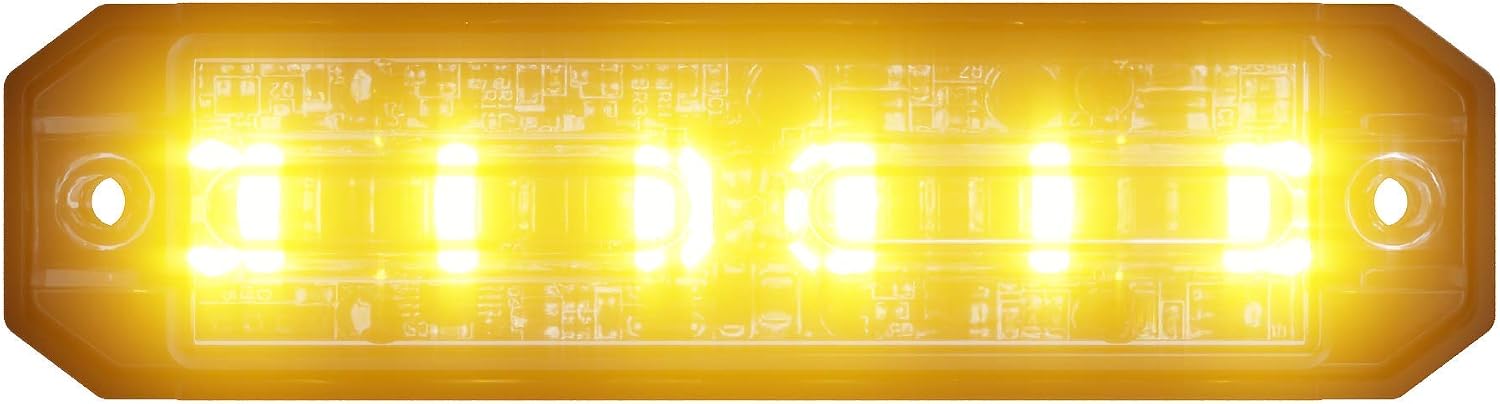 Abrams Ultra Series Light Head [Amber] 18W - 6 LED [SAE Class-1] Tow Truck Snow Plow Construction Vehicle LED Grille Light Head Surface Mount Strobe Warning Light [29+ Patterns]