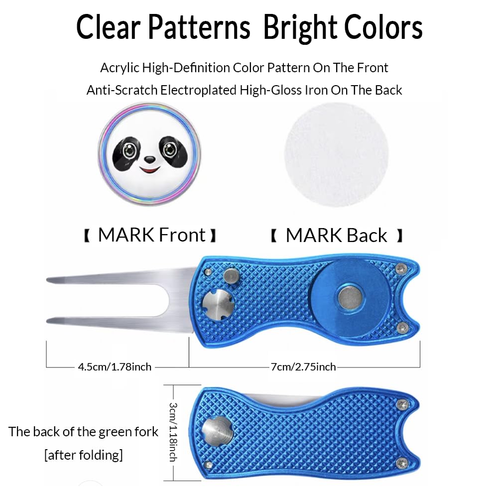 Custom Golf Divot Tool Kits with Ball Markers, Add Your Photo/Logo/Text Personalized Foldable Divot Tool with Marker Pop-Up Buttons for Golfers