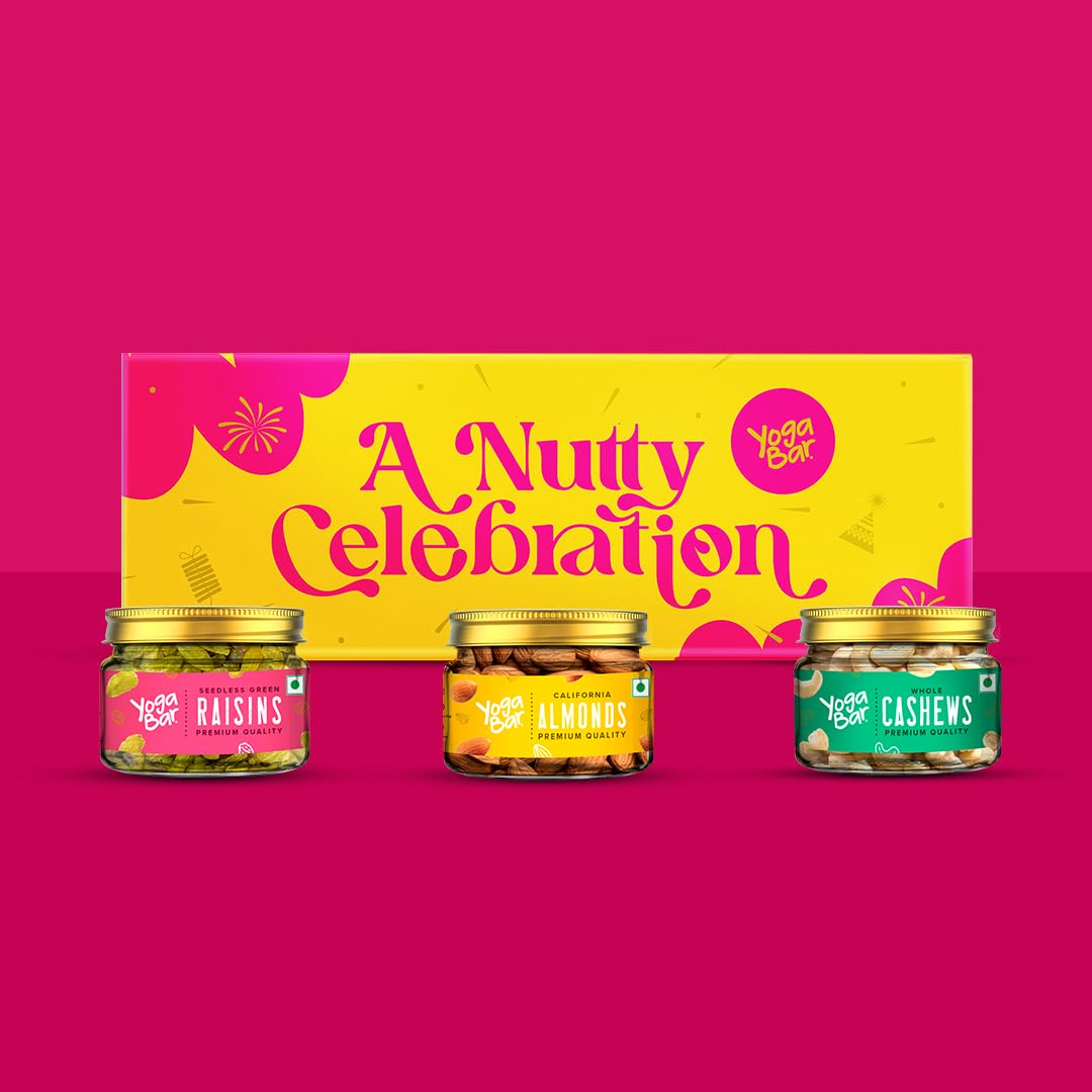 Yogabar Premium Dry Fruit Diwali Hamper | Celebration Gift Pack | Almonds, Cashews, Raisins, 300g (B0DGW2W8M3) Amazon Price History, Amazon Price Tracker