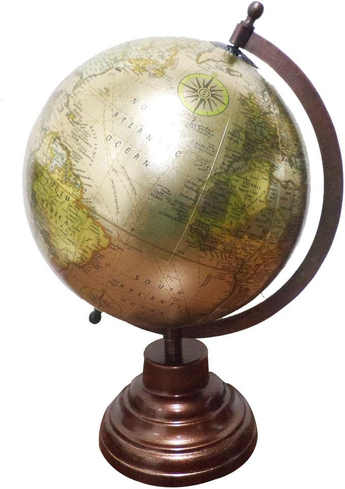 Vintage Style Antique Desktop Globe World Earth Geography Political Globe