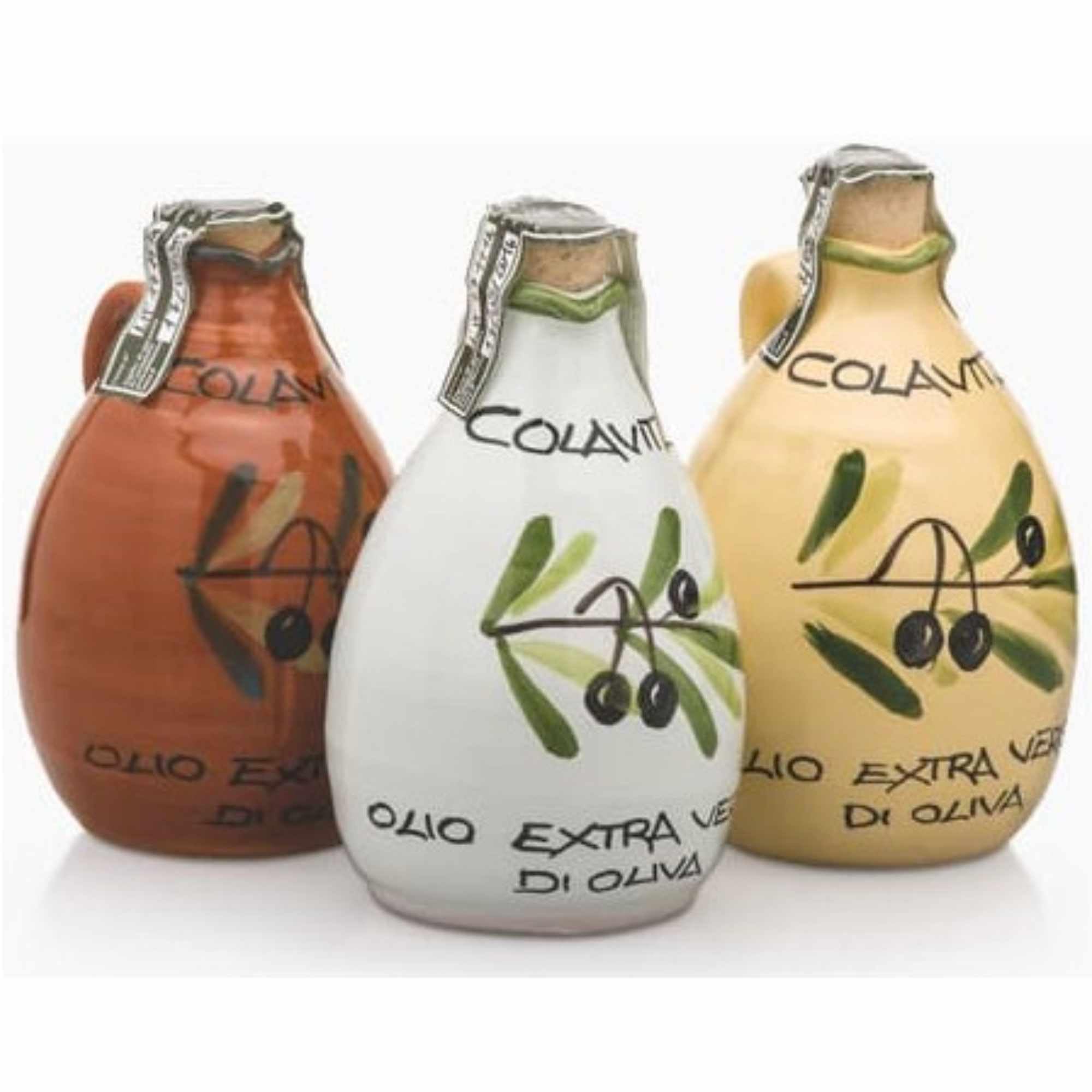 usy Bundle für Colavita Olivenöl Extra Vergine Extra natives Olivenöl in Keramik Amphore 3er Pack (3x3x250ml) + usy Block