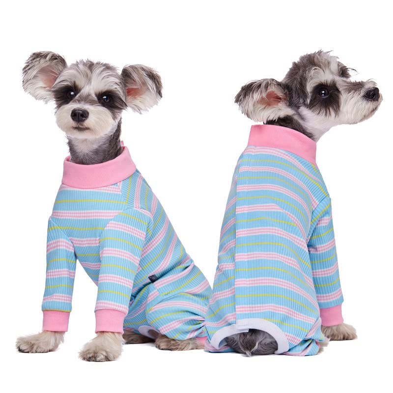 Image of Dog Surgery Recovery Suit for Small Dogs, 4-Legged Dog Onesie After Surgery with Back Snaps, Breathable Cotton Spay and Neuter Bodysuit for Female and Male Dogs