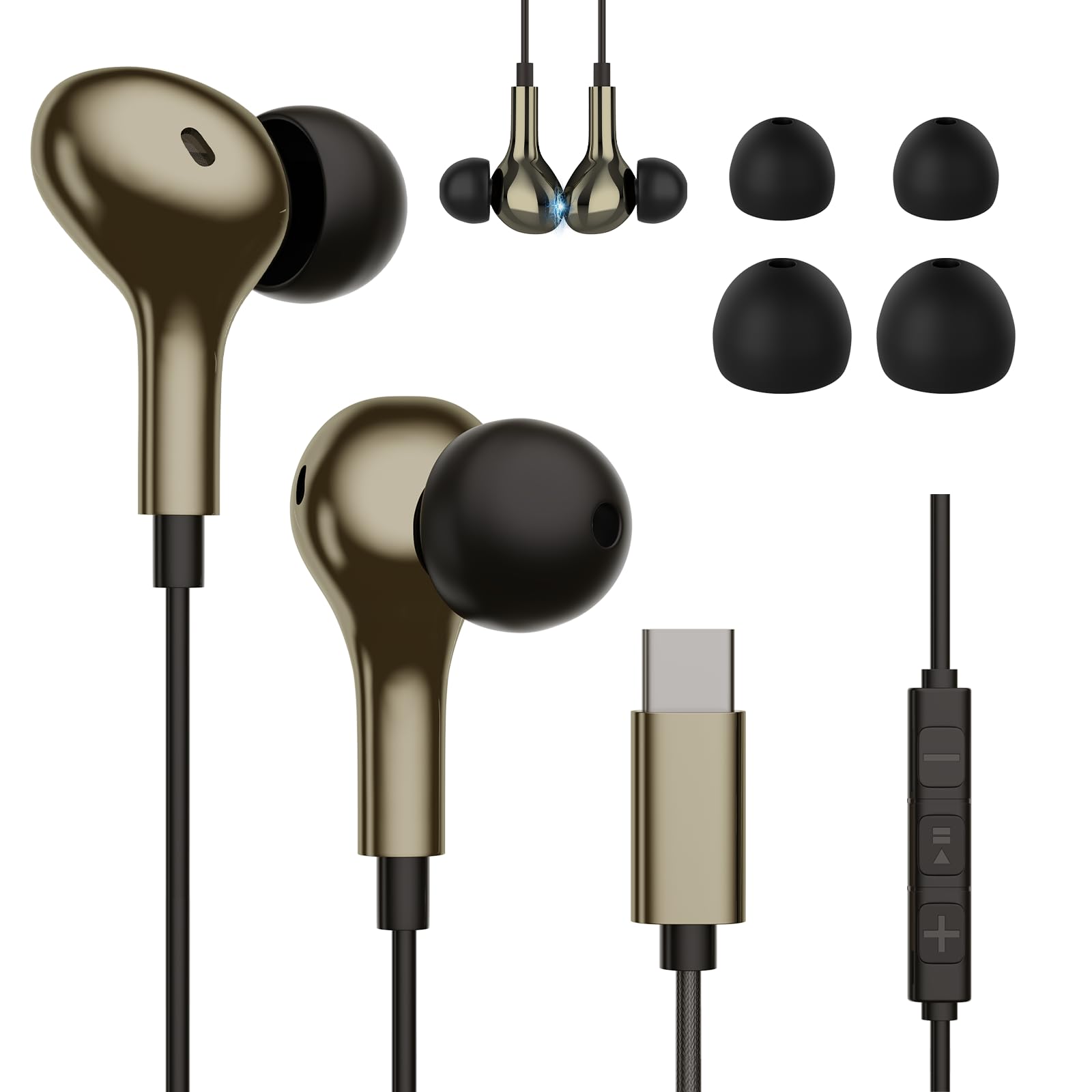 Kopfhörer mit Kabel USB C für Samsung A57 A56 A55 A54 A36 A35 A34 A26 A25 A17 A16 A07 A06 5g, In-Ear Headset mit Mikrofon für Galaxy S26 25 S24 S23 Ultra 5g iPhone 17 16 15 iPad Air Google Pixel Handy