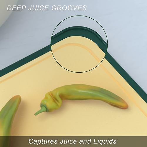 Miniatura 5 de Tabla de cortar de acero inoxidable 304 de doble cara con soporte propio, tabla de cortar grande de plástico para cocina, ranura de jugo profundo,