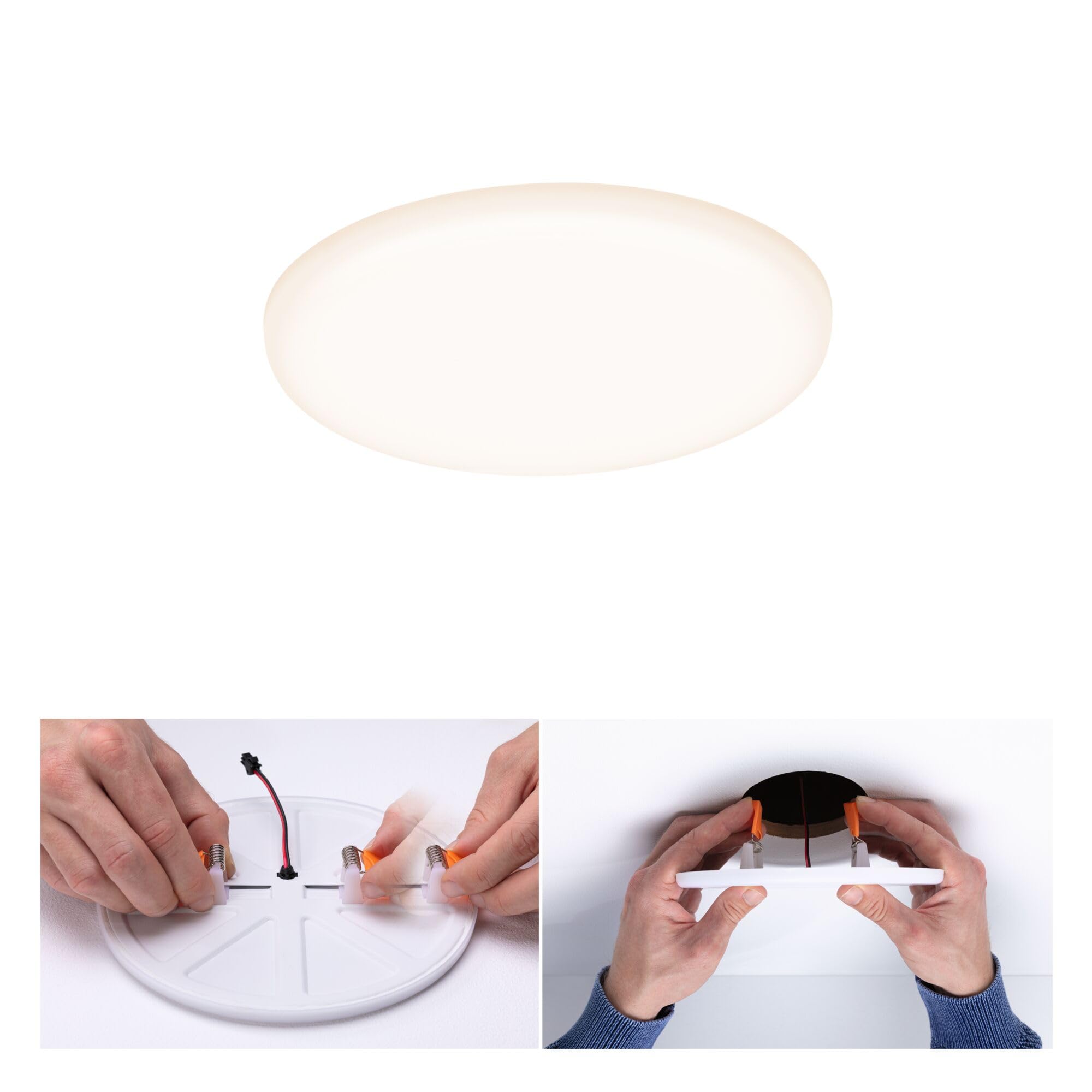 Paulmann 92388 Panel LED, oprawa do zabudowy Veluna VariFit, IP44 125mm okrągła, w kompl. oprawa sufitowa 1x8,5 W satynowa tworzywo sztuczne 3000 K